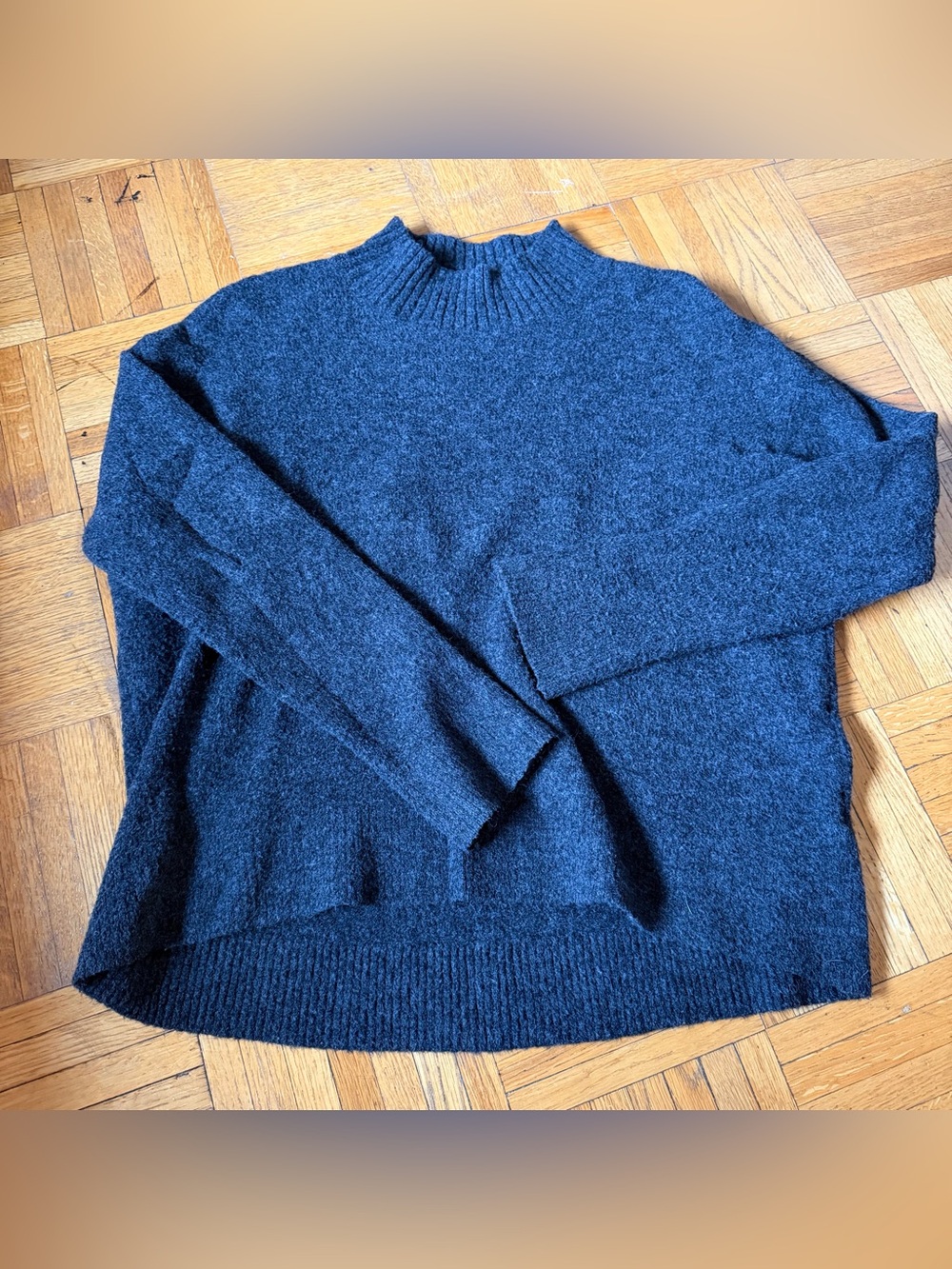 Uniqlo Dark Heather Gray Mock Neck Sweater